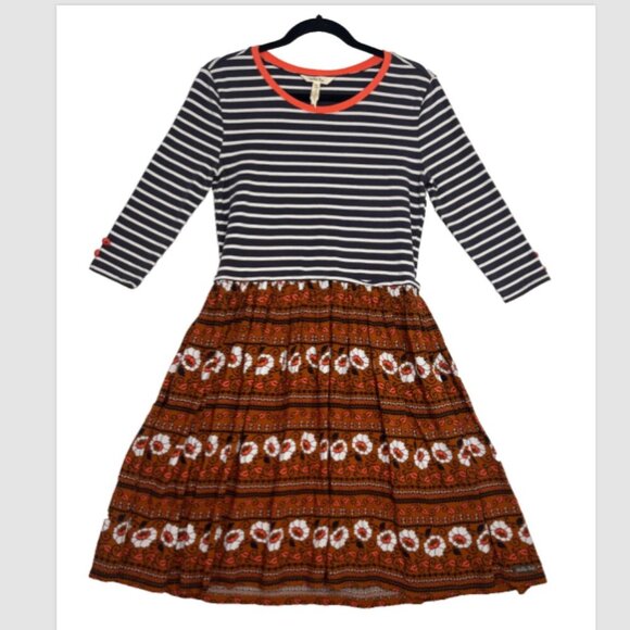 Matilda Jane Winsome Mixed Print Floral Striped Dress size S Whimsy Twee Boho - Picture 4 of 12